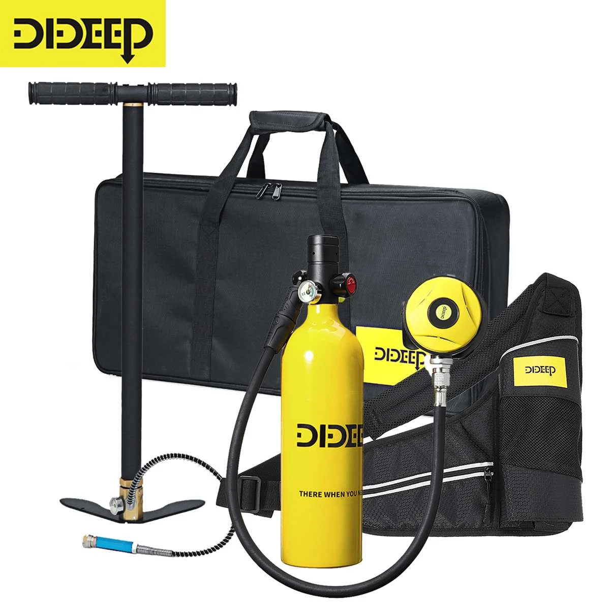 DIDEEP 1L Scuba Diving Cylinder Mini Oxygen Tank Set Respirator Air Tank Hand Pump for Snorkeling buceo Diving Equipment
