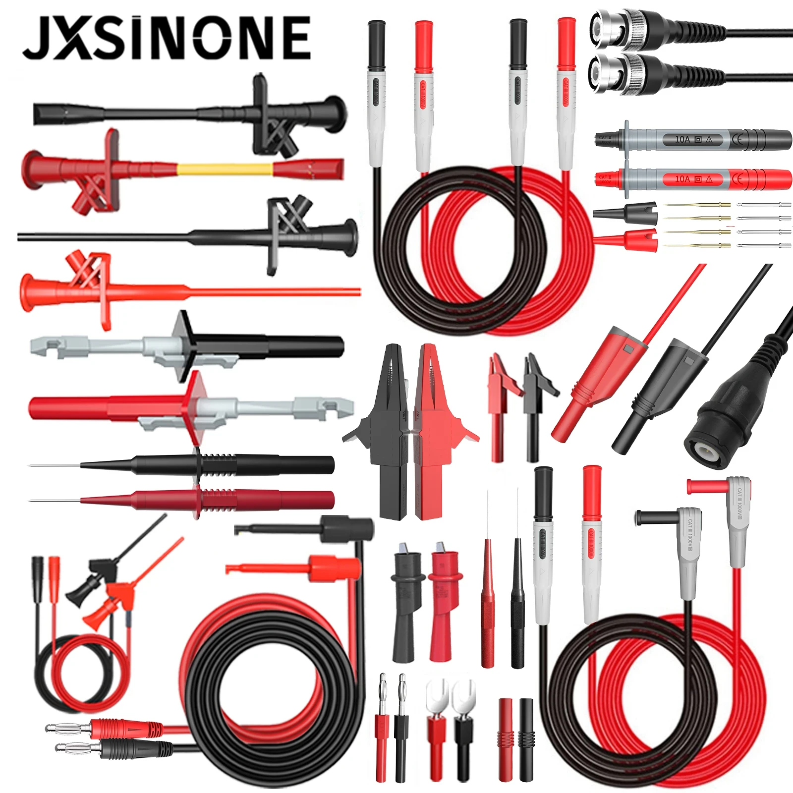 JXSINONE P1600 series Multimeter Test Lead Kit 4mm Banana Plug-Test Cable Test Probe IC Hook Clips Automotive Repair Tool Set
