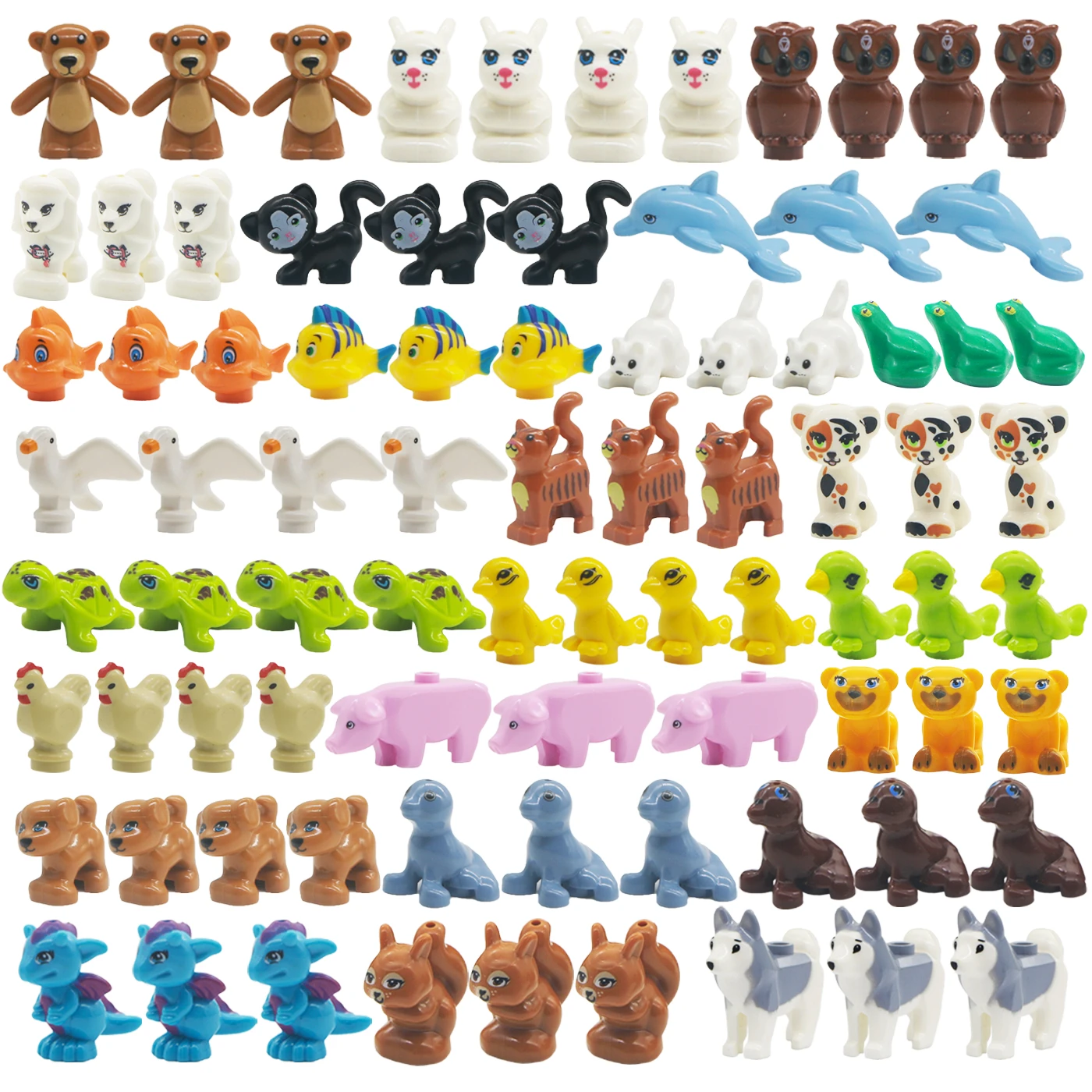 MOC Bricks Animal Figure Zoo Set Building Blocks City Friends Accessories Cat Dog Bear Seal Dolphin Bird Pig Bear Toys Girl Boy