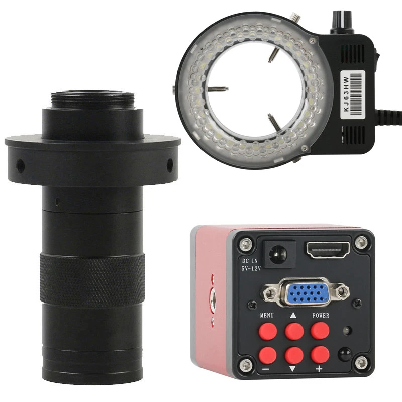 Industrial Digital 14MP 1080P HDMI VGA Video Microscope Camera + 130X Adjustable Zoom C mount Lens + 56 LED Ring Light