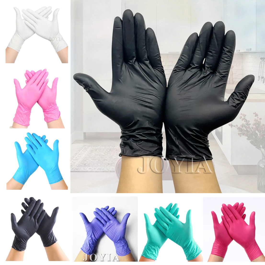 Black Gloves Disposable Latex Free Powder-Free Exam Glove Size Small Medium Large X-Large Nitrile Vinyl Synthetic Hand S M XL