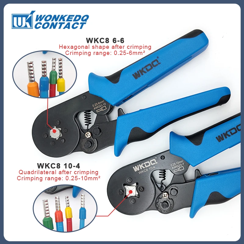 Crimping Pliers WKC8 6-6/10-4 0.25-6/10 mm² 23-10/7 AWG Hand Set Wire Tubular Electrical Terminal Block Ferrule VE Crimper Tools