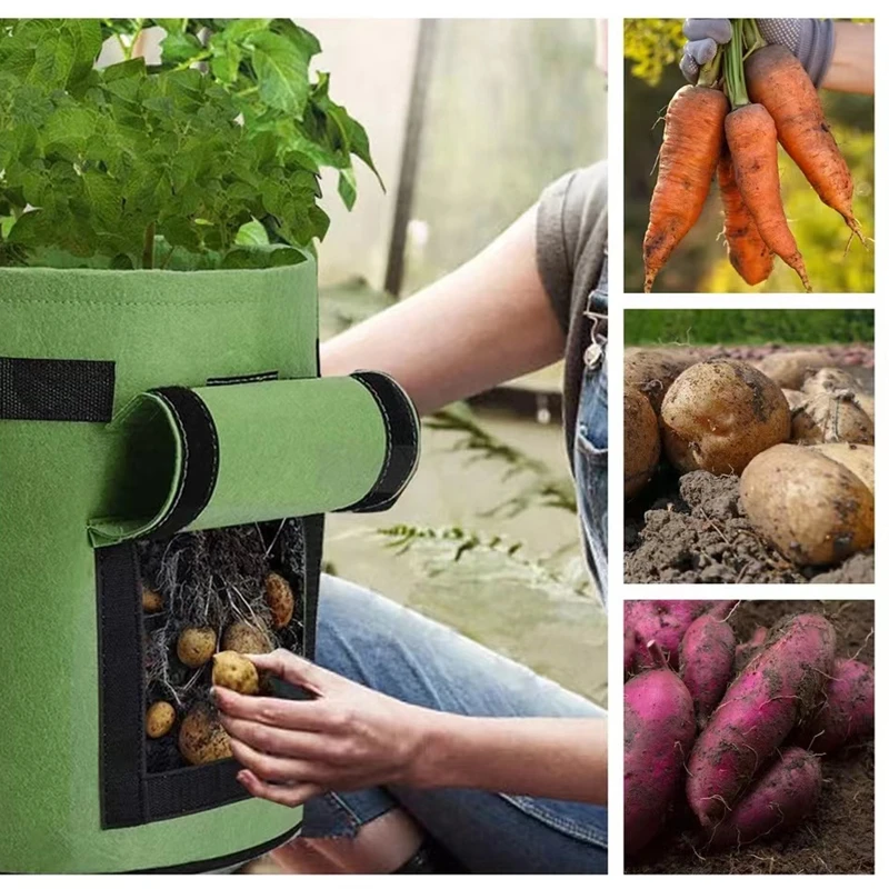 3 Size Felt Plant Grow Bags Nonwoven Fabric Garden Potato Pot Greenhouse Vegetable Growing Bags Moisturizing Vertical Tools