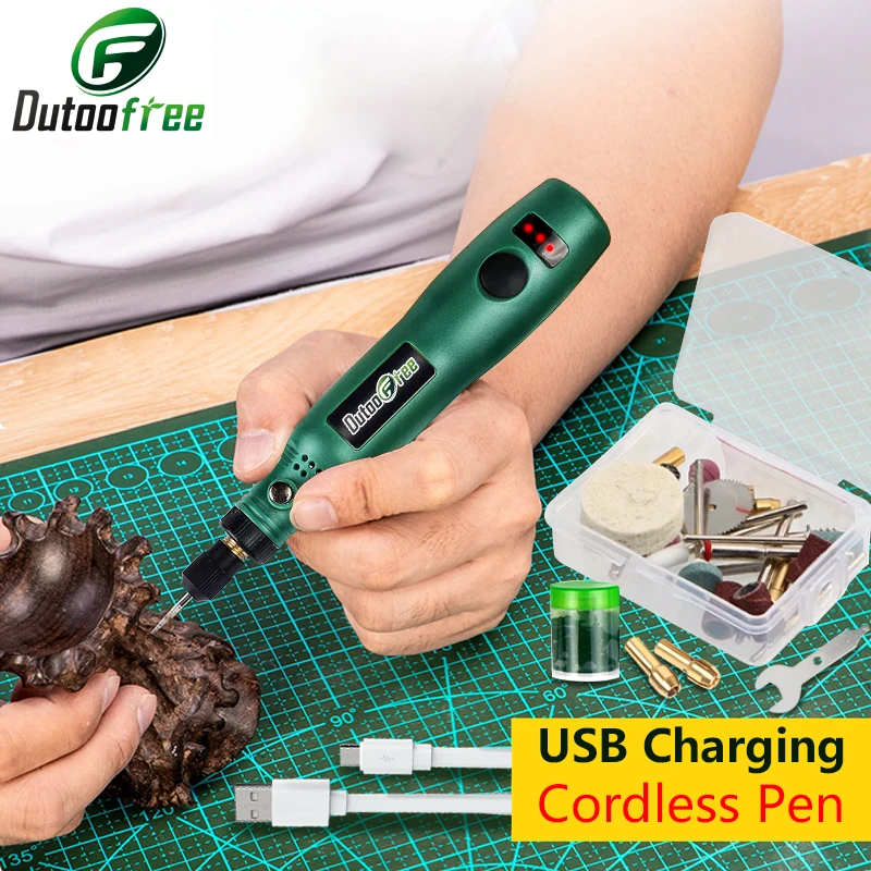 USB Cordless Rotary Tool Kit Woodworking Engraving Pen DIY For Jewelry Metal Glass Mini Wireless Drill With Dremel Accessories