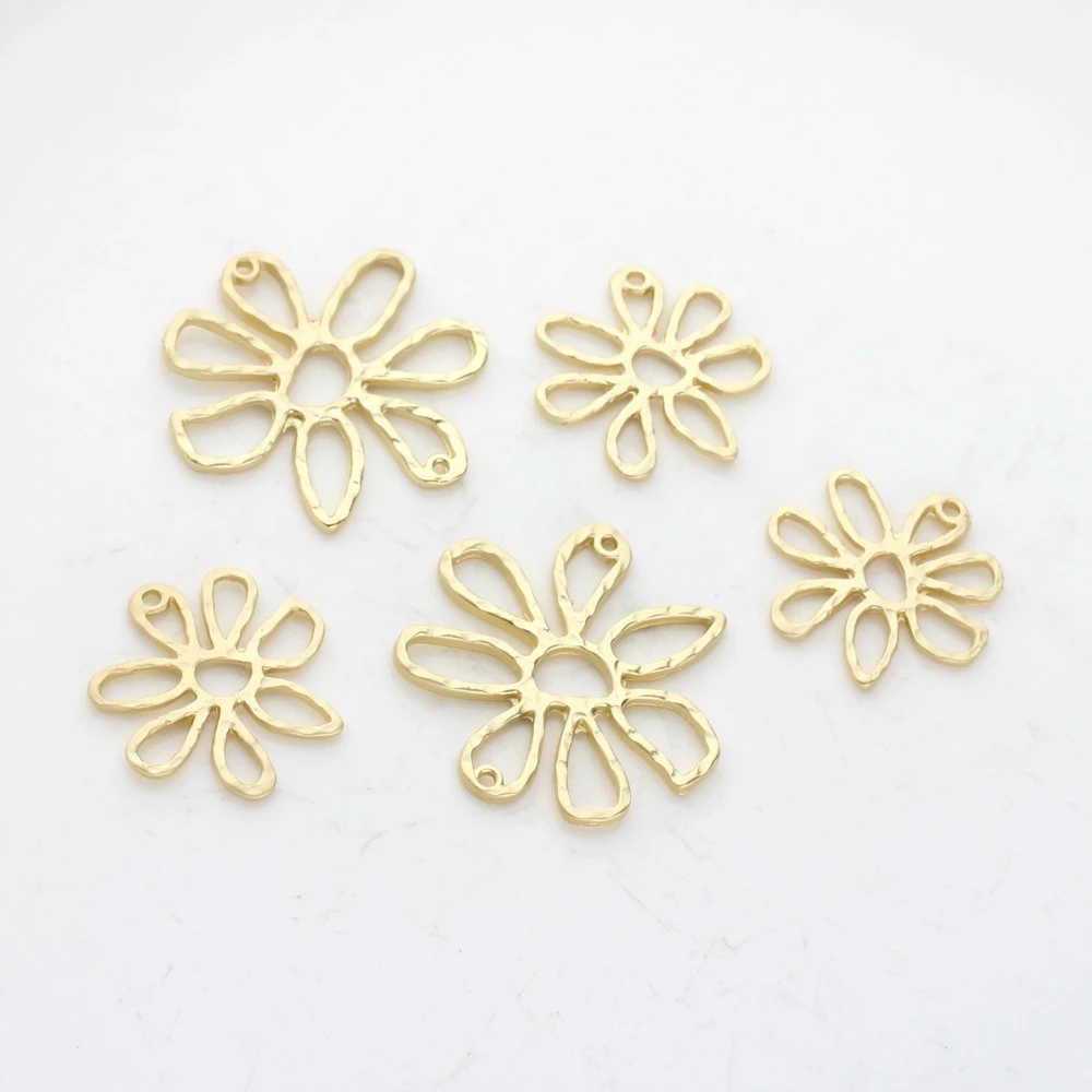 Zinc Alloy Fashion Golden Hollow Flowers Charms Connector 6pcs/lot For DIY Drop Earrings Jewelry Making Accessories