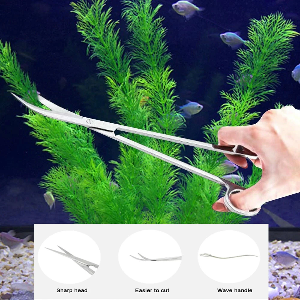 Aquarium Fish Tank Tools Kit Aquascaping Aquatic Plants Long Tweezers Scissors Stainless Steel Maintenance Accessories Tool