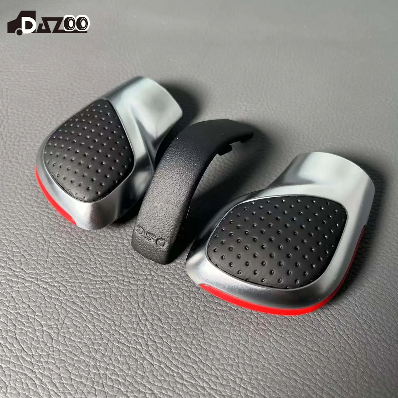 DAZOO Chrome Matt With Leather DSG Shift Knob Gear Side Cover DSG Emblem For VW Golf 6 7 R Passat B7 B8 CC R20 Jetta MK6 GLI