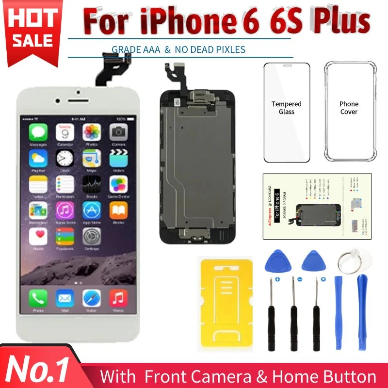 Complete LCD For iPhone 6 6S Plus Display LCD Touch Screen Digitizer Assembly Replacement Full Set Ecran with Home Button+Camera
