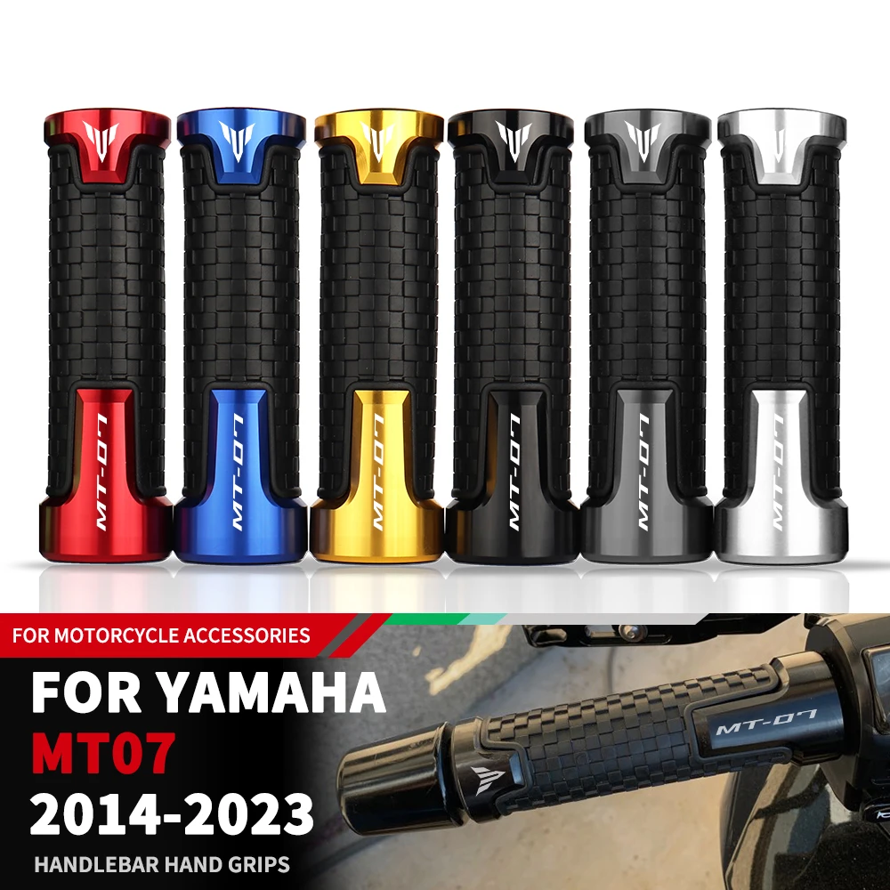 For Yamaha MT07 MT 07 MT-07 2014-2021 Motorcycle handlebar grips CNC PVC handle bar Rubber Gel Grips Motocross handle hand Grips
