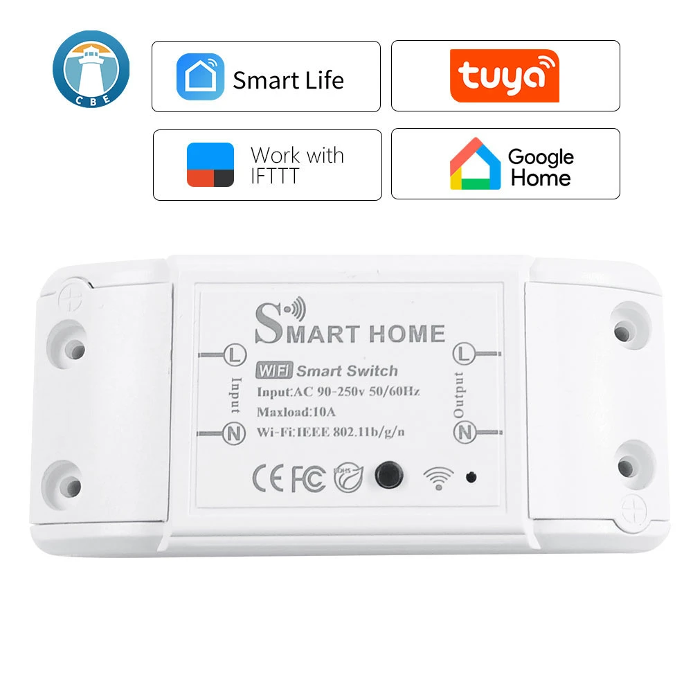CBE Smart Home WiFi Switch DIY Light Switch Home Automation Remote Control Switch Relay Smart Life/Tuya with Alexa Google Home