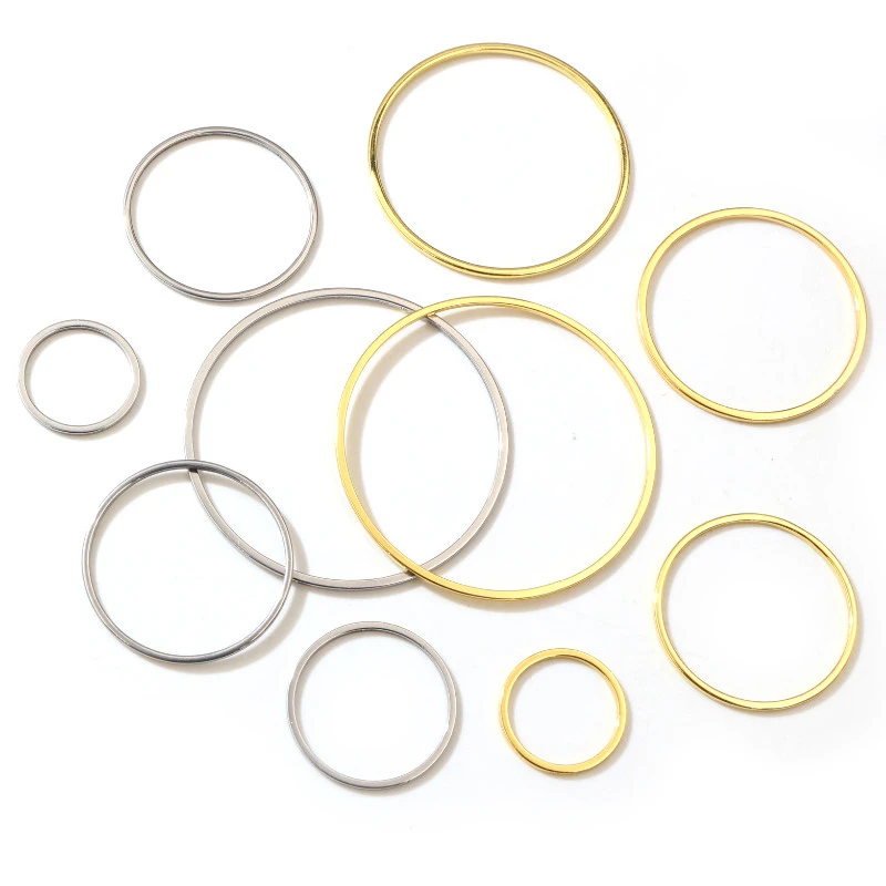 20pcs 15/20/25/30/35/40mm 316 Stainless Steel Gold Plated Earrings Rings Big Circle Ear Wire Hoops Pendant DIY Jewelry Findings