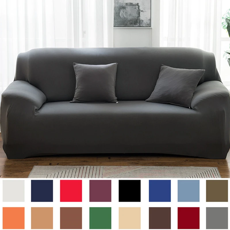 HOUSMIFE Solid Color Sofa Covers for Living Room Elastic Sofa Cover Corner Couch Cover Slipcover Chair Protector 1/2/3/4 Seater
