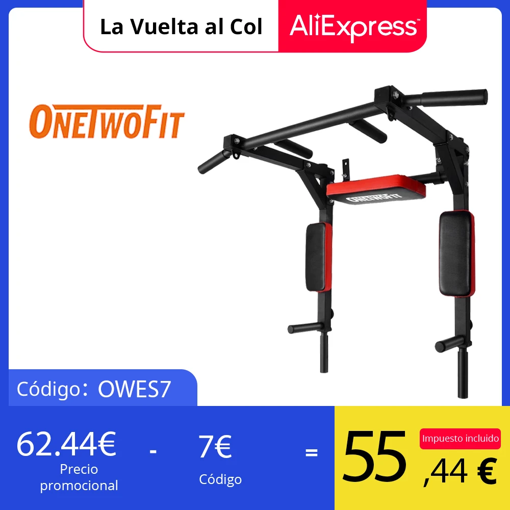 OneTwoFit Pull-up Bar Dip Station Home Gym Pull up Bar Traction Bar Wide Fitness Equipment Portable Wall Workout Sport Exercise