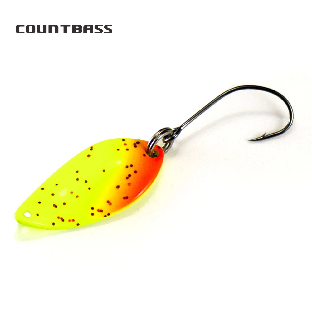 COUNTBASS Brass Casting Spoon With Korean Single Hook 2.3g  3/32oz Salmon Trout Pike Fishing Lures, Crappie Fish Bait