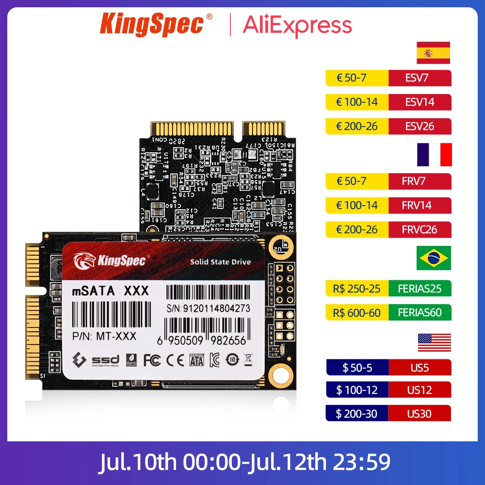 KingSpec SSD 128GB 256GB mSATA SSD 512GB 1TB 2TB Mini mSATA Solid State Drive HD Module for Desktops Laptop Server