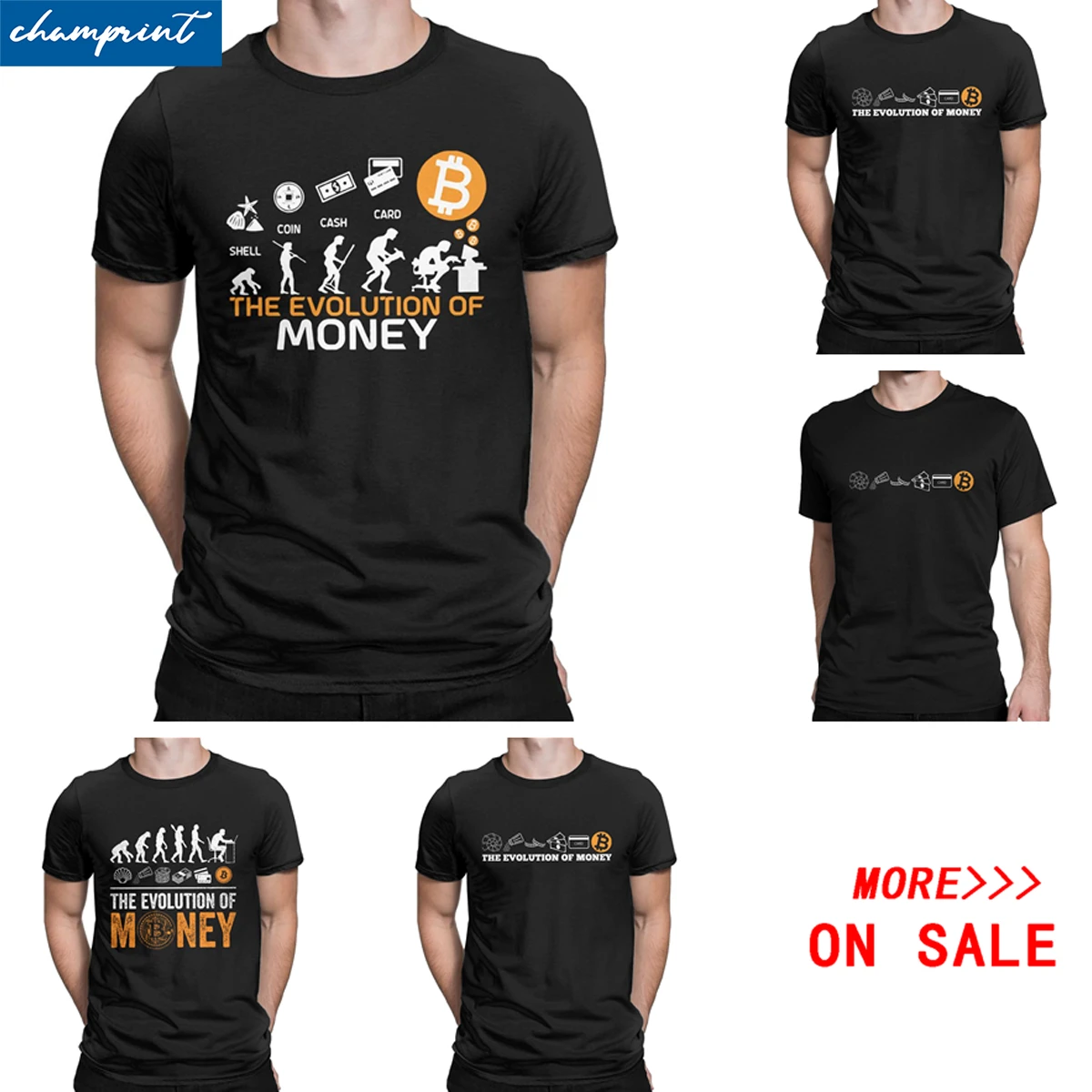 Men Women's T-Shirt The Evolution Of Money Funny Bitcoin Tees Crypto Coin Cryptocurrency T Shirts Plus Size Clothing