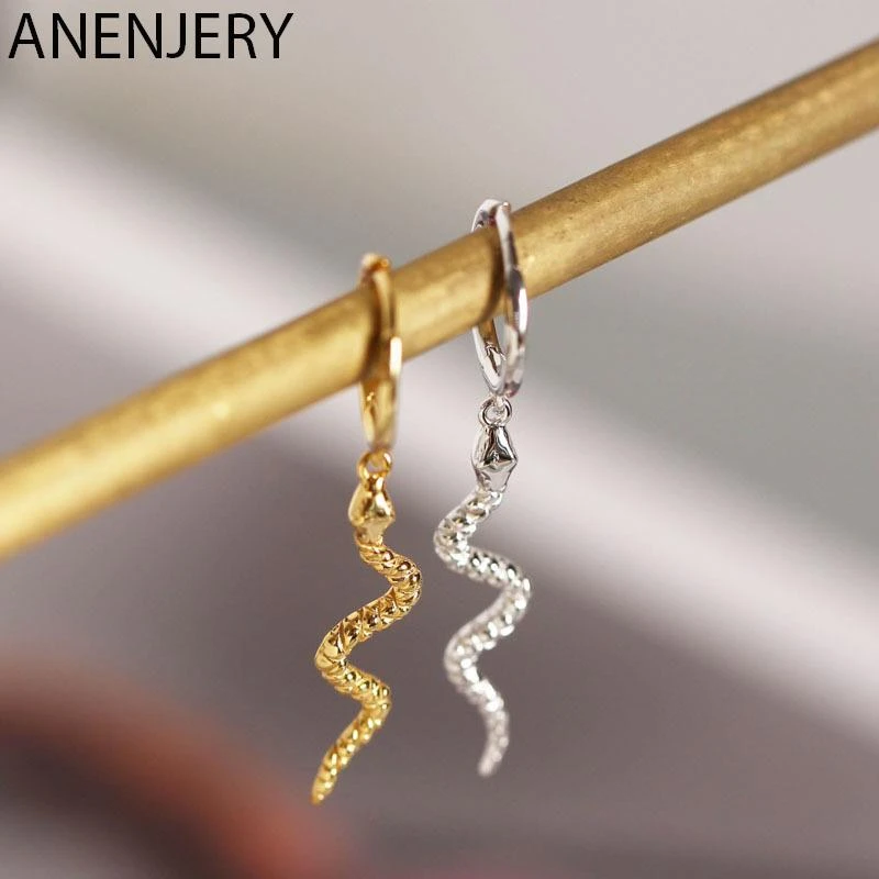 925 Sterling Silver Hoop Earrings for Women Men Snake  Animal Gold Silver Ear Jewelry Gifts S-E1386