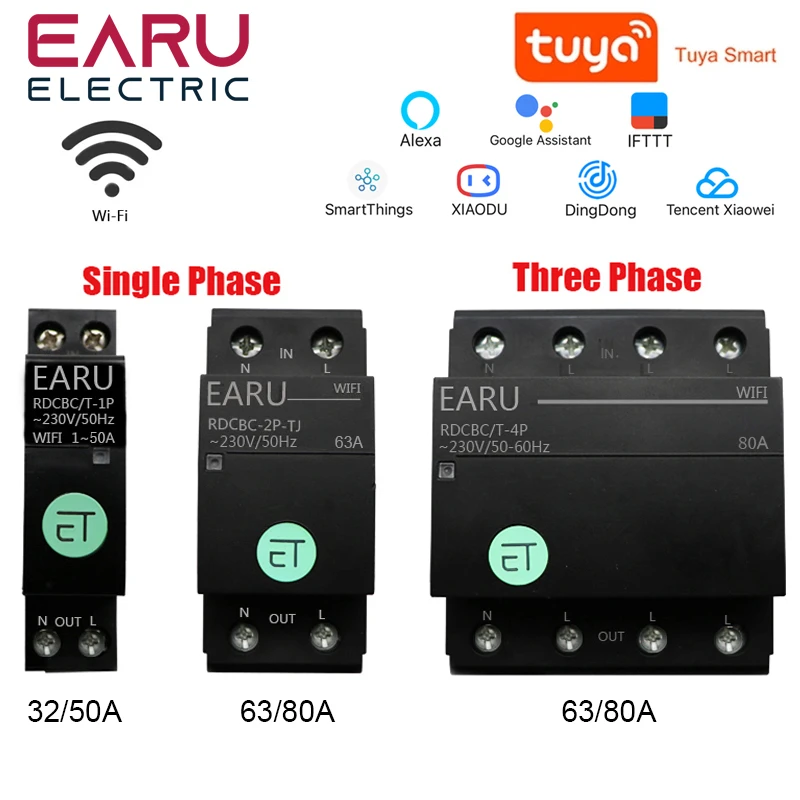 Smart WiFi Circuit Breaker Time Timer Relay Switch Smart Home House Voice Remote Control by TUYA APP Work with Alexa Google Home