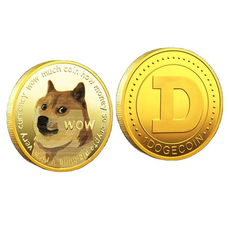 Funny Dogecoin Gold Silver Doge Commemorative Coins Collection Wow Dog Pattern Souvenir Home Decoration Crafts Desktop Ornaments