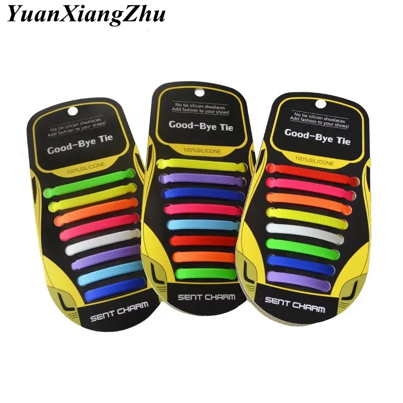 16pcs/set Elastic Silicone Shoelaces Unisex Adult Athletic Running No Tie Shoelace All Sneakers Fit Strap Shoes Lace  13Colors