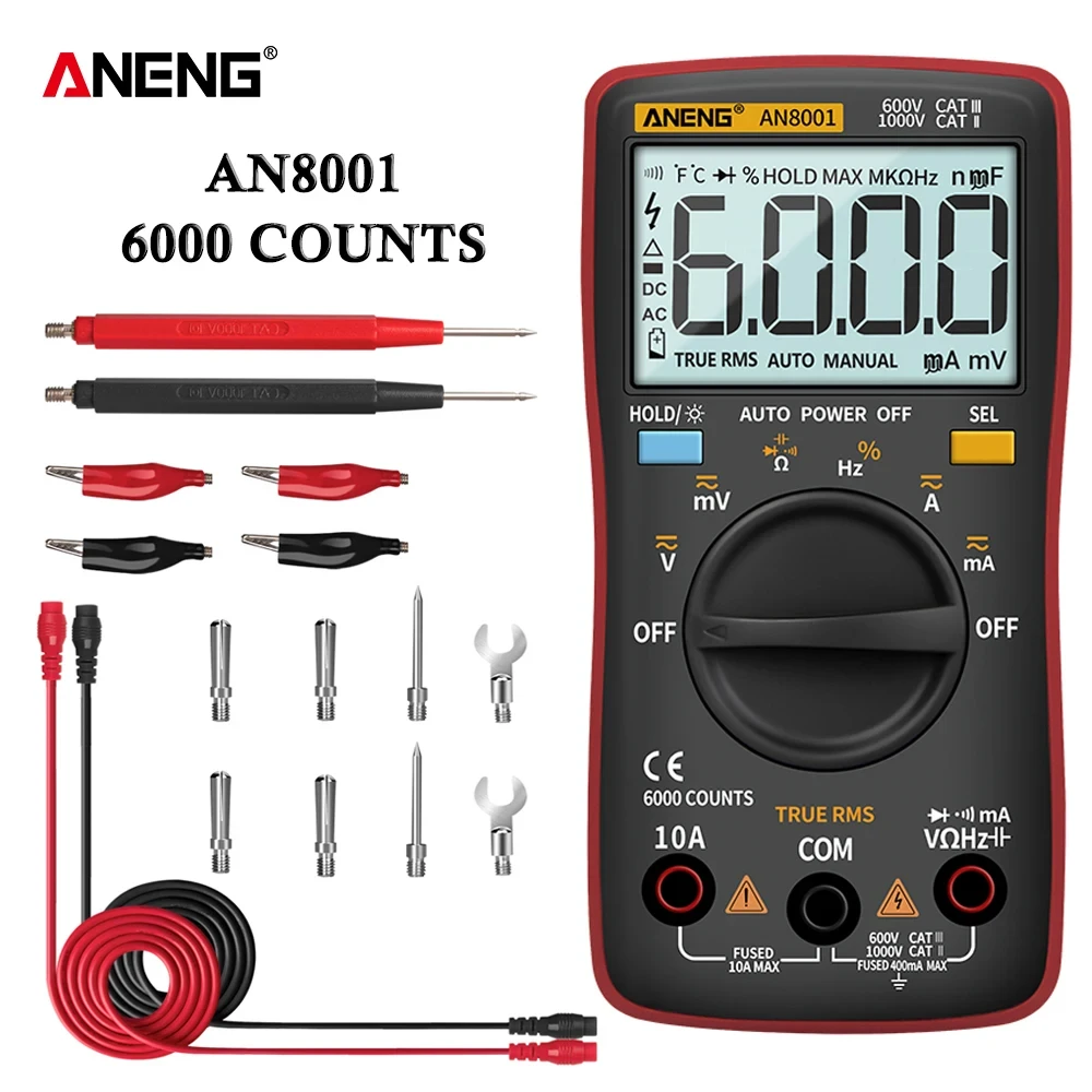 ANENG AN8001 Digital Multimeter Profesional 6000 Counts Capacitor tester EsrMeter Voltage Multitester Universal Meter Tester