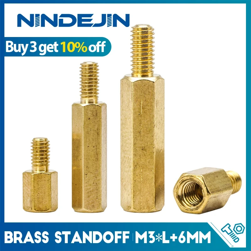 20/50pcs Hex Brass Standoff Spacer Screw Thread M3*L+6mm Pillar PCB Computer PC Motherboard Male to Female Standoff Spacer