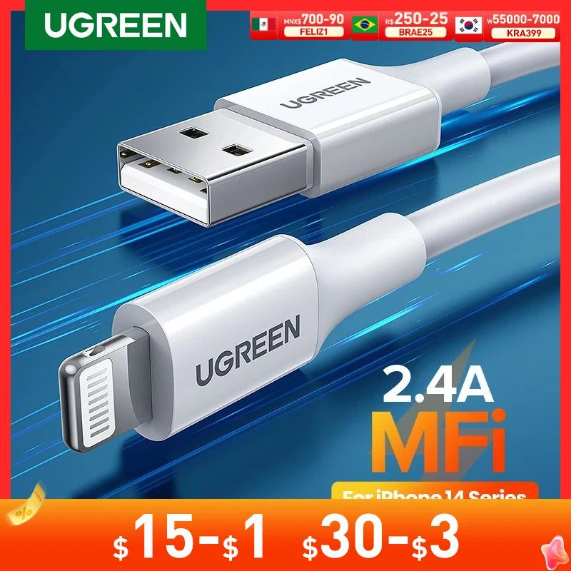 UGREEN USB to Lightning Cable for iPhone 13 12 MFi Certified 2.4A Charging Cable for iPhone Charger Cable USB To Lightning Cable