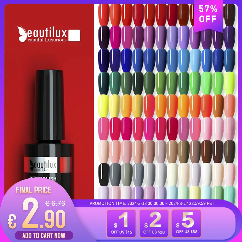 Beautilux Fashion Gel Nail Polish 120 Colors Professional Salon Nails Art Gels Varnish UV LED Semi Permanent Nail Lacquer 10ml