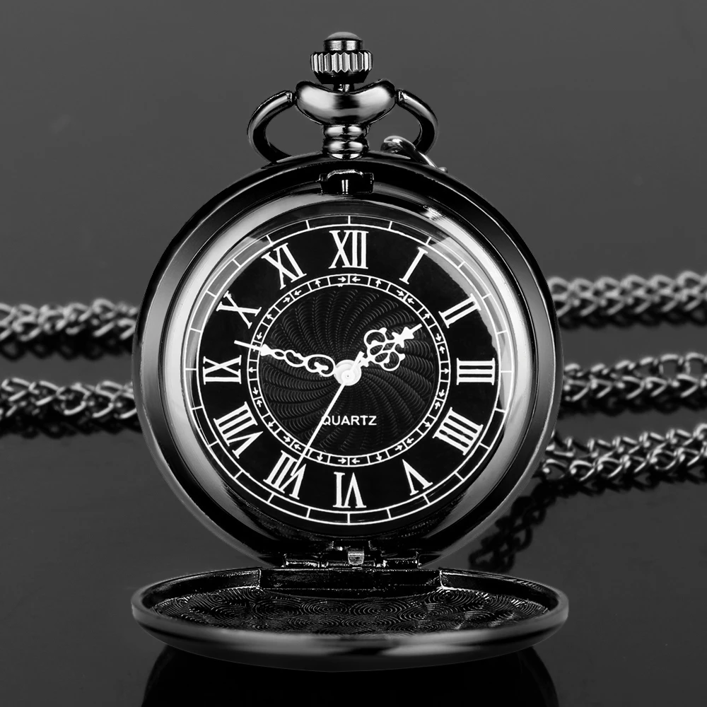 Fashion 37CM Fob Chain Smooth steel Quartz Pocket Watch Vintage Roman Nmber Dial Pendant Fob Watch Gifts Clock