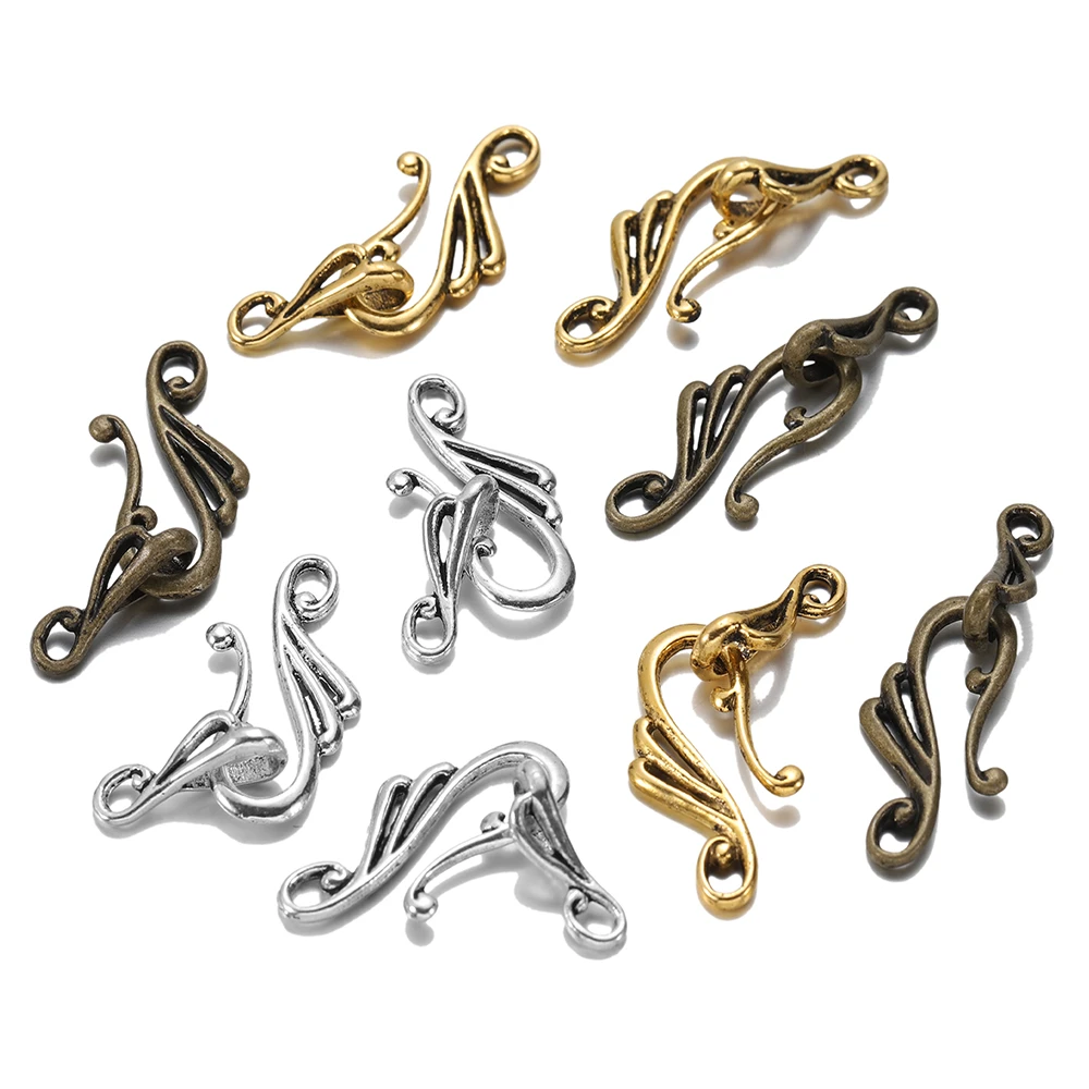 10sets/lots Antique Bronze Silver Color Musical Note Hook Connector Toggle Clasp For Jewelry Making Diy Bracelet Necklace