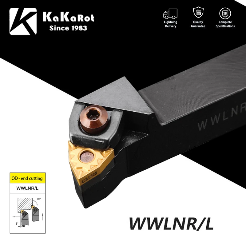 KaKarot WWLNR2020 WWLNR2525 WWLNR3232 External Turning Tool Holder WNMG Carbide Inserts WWLNR Lathe Bar CNC Cutting Tools Set