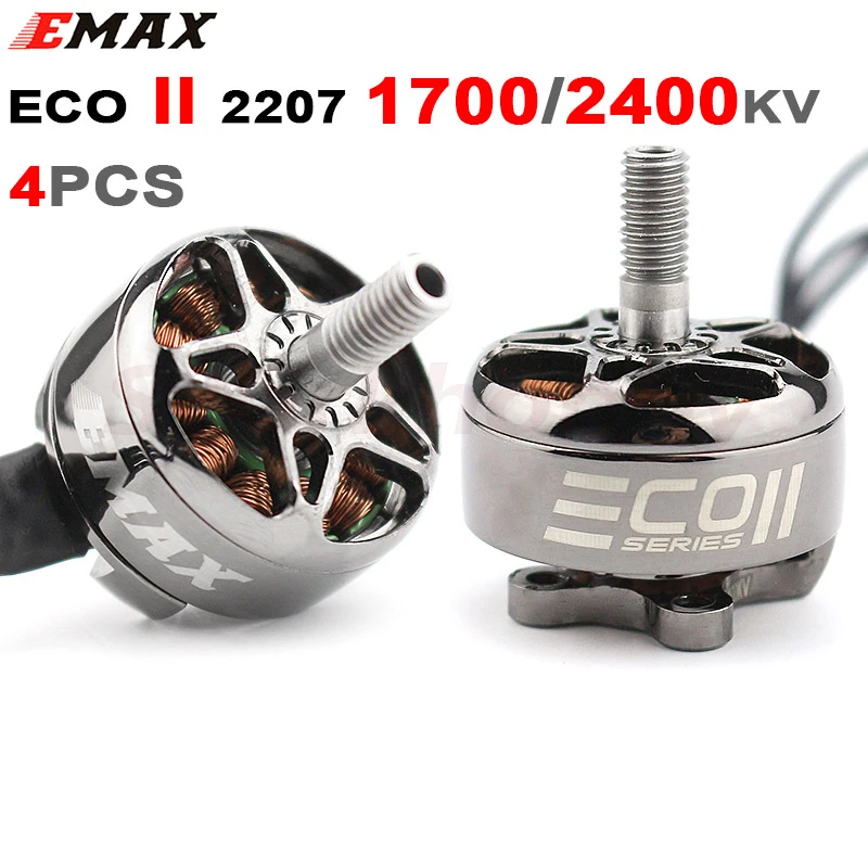 4PCS Upgrated Emax ECO II Series 2207 1700/1900/2400KV 3-6S Brushless Motor 4mm Bearing Shaft for RC Drone Quacopter FPV Racing