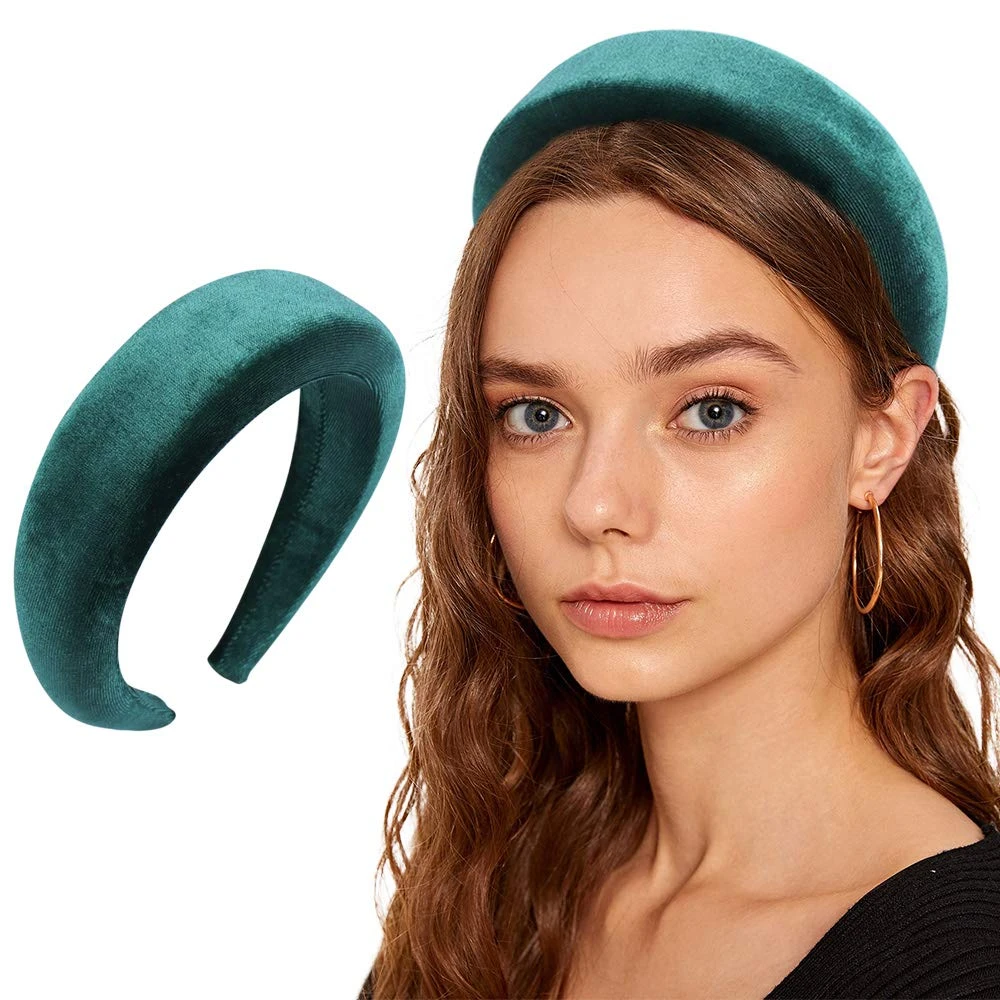 Vintage Velvet Padded Headbands for Women Wide Bezel Hairbands Non-slip Thick Hair Hoop Girls Sponge Hairband Hair Accessories