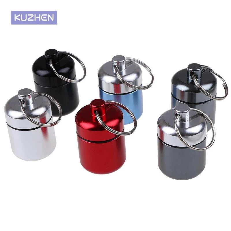 Mini Waterproof Aluminum Alloy Pill Box Case Bottle Cache Drug Holder Container Keychain Medicine Box Health Care