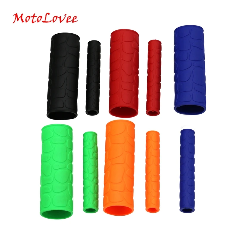 Motolovee Universal 1 Pair Motorcycle Handle Grips Cover With Pattern and 1 Pair Handbrake Covers for Motorcycle Scooter E-bike