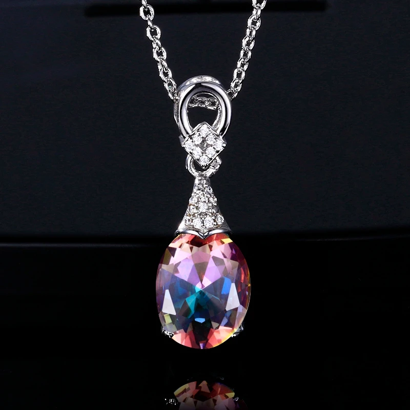 Sterling Silver 925 Jewelry Necklaces New Fashion Gemstone Pendant Necklace For Women Wholesale Wedding Anniversay Party Gifts