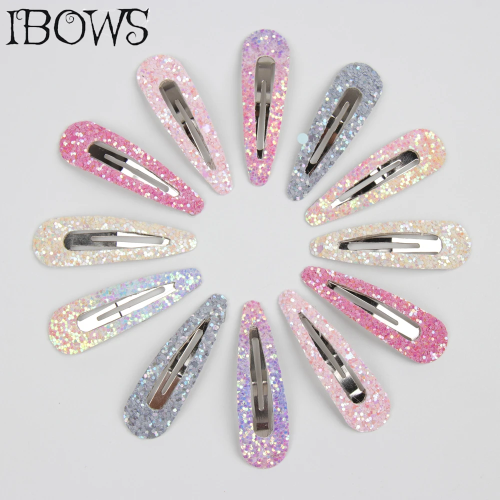 5/6/7/10/12pcs/Set Glitter Hair Clips Set For Girls Candy Color Snap Silver Barrettes Mini Cute Hairpins Kids Hair Accessories