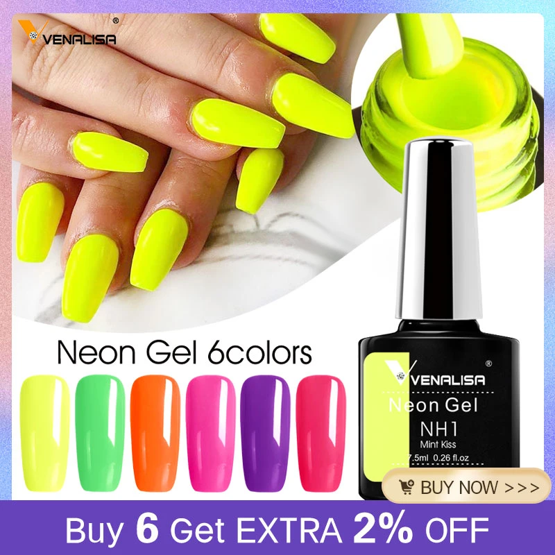 Venalisa Neon Gel Polish Varnishes Hybrid Nails For Manicure 7.5ml Semi Permanent Soak off Enamel Gel Polish UV Nail Gel Polish