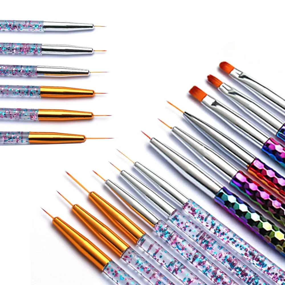 3pcs/set Nail Art Liner Drawing Pen Brush DIY UV Gel Grid Line Stripes Painting Pen Acrylic Brush Handle Manicure Tools