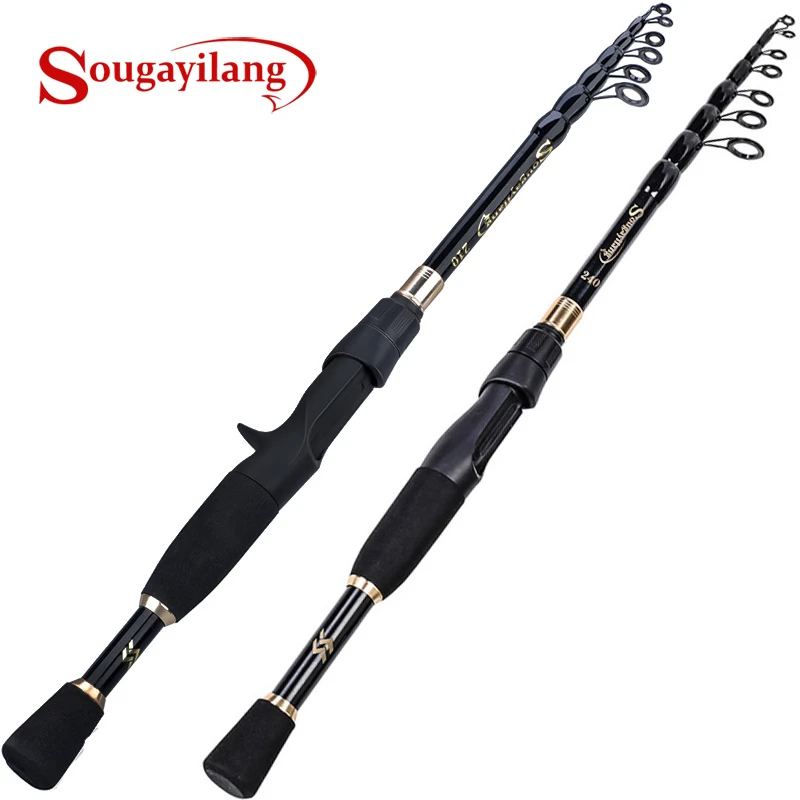 Sougayilang Telescopic Fishing Rod Ultralight Weight Spinning/Casting  Fishing Rod Carbon Fiber 1.8-2.4m Fishing Rod Tackle
