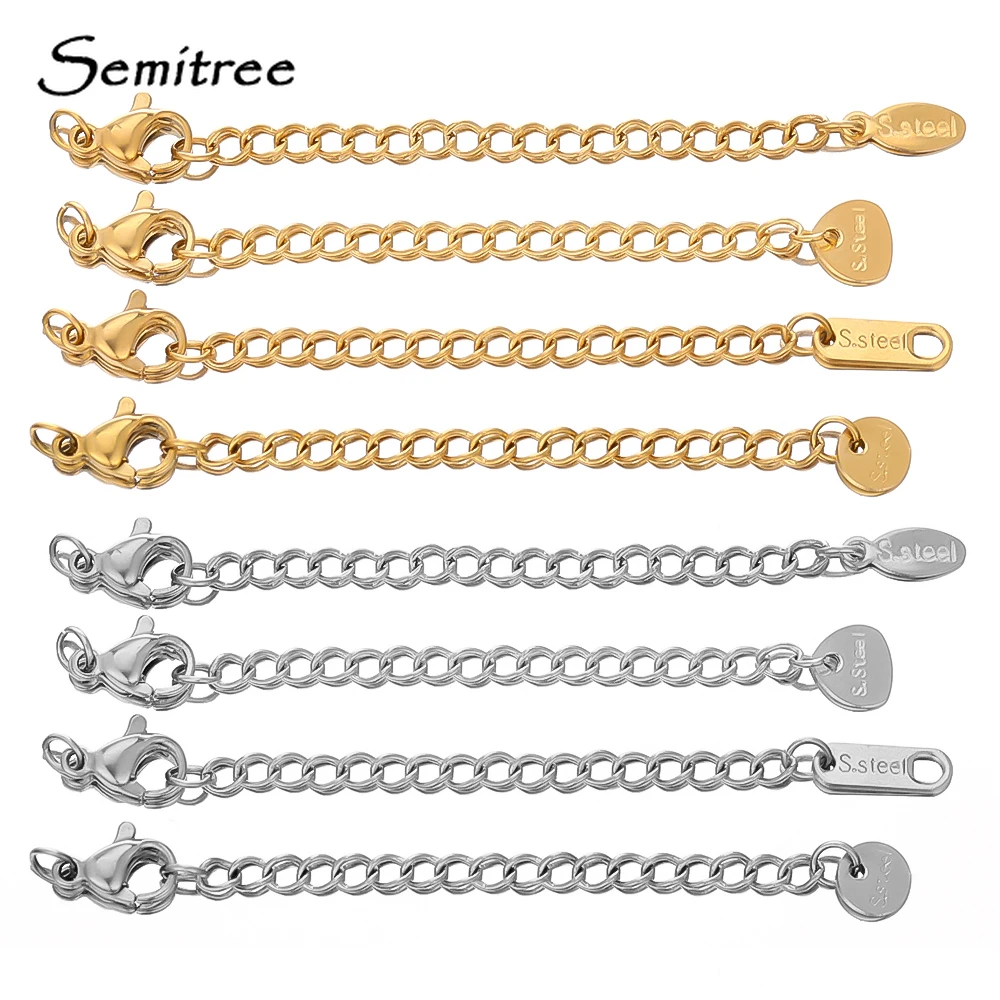 10pcs Gold Stainless Steel Extension Extended Tail Chain Lobster Clasps Connector DIY Jewelry Making Findings Bracelet Necklaces