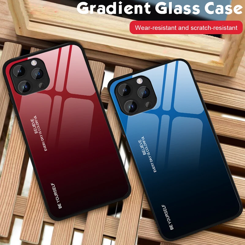 For iPhone 12 11 Pro Max Case Gradient Tempered Glass Case For iPhone X XR XS Max 7 8 6 6s 7Plus 8Plus 13 Pro Max 12 Mini Covers