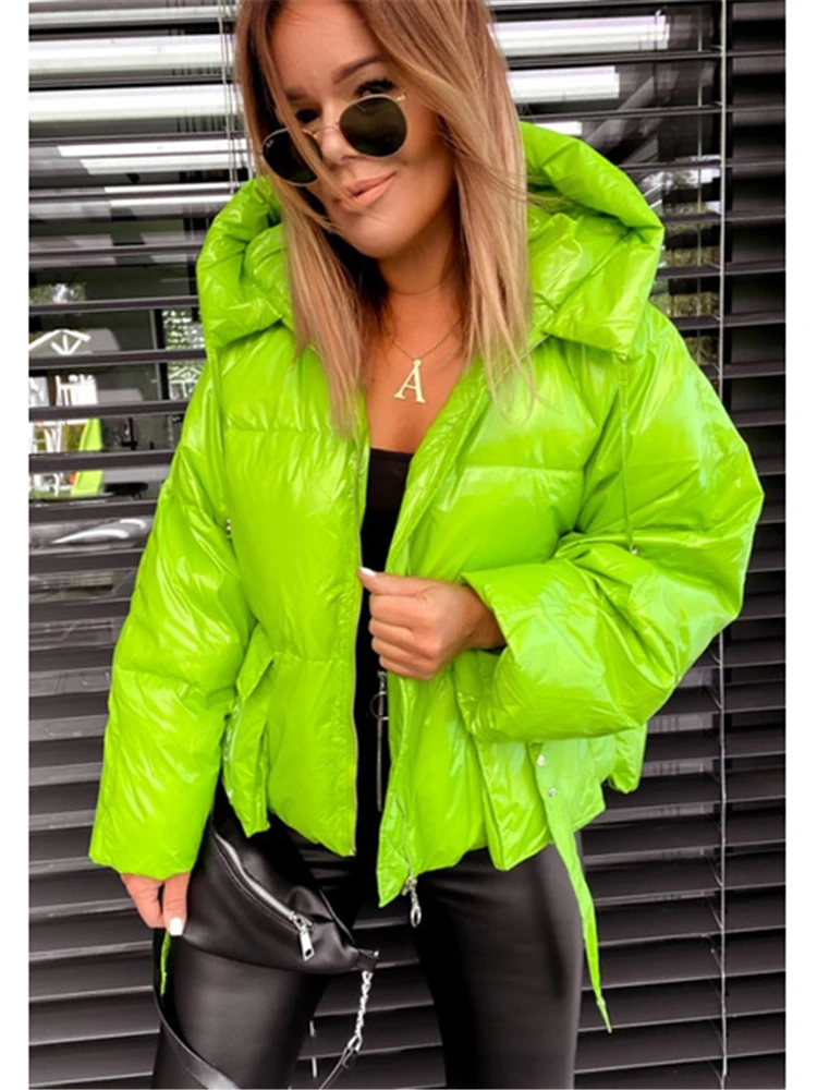 Puffer Jacket Women Autumn Winter Oversize Female Coat Hooded Outerwear Warm Parka Cotton Padded Zip Up Plus Size Quilted Jacket