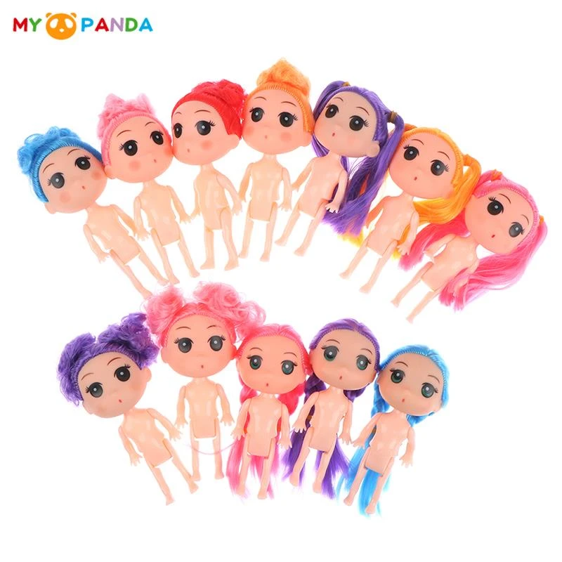 1 Pcs Novelty 9CM Ddung Dolls Toy Girl Brown Bun Hair Skirt Princess Confused For  Doll Christmas Wedding Gift Classic Toy