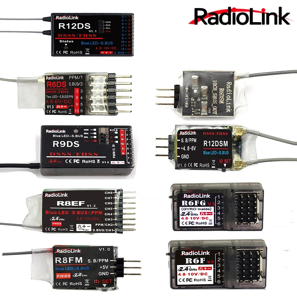Radiolink R12DSM R12DS R9DS R8FM R8EF R8FM  R6DSM R6DS R6FG  R6F Rc Receiver 2.4G Signal for RC Transmitter
