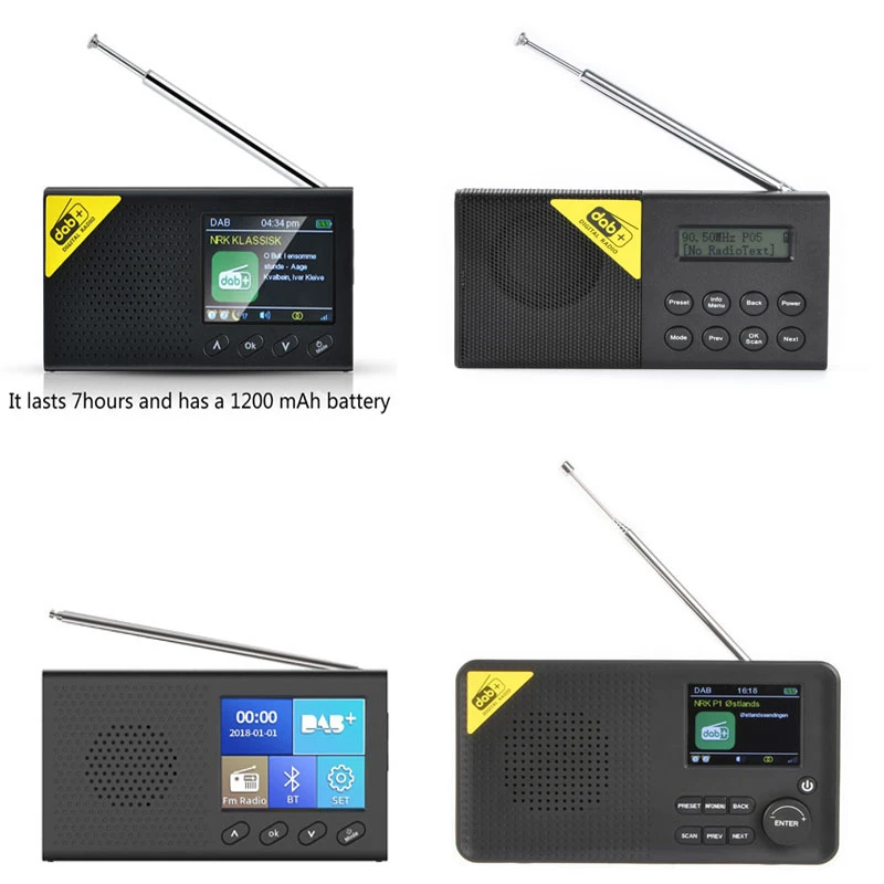Portable Bluetooth Digital Radio DAB/DAB+ and FM Receiver Rechargeable Radio