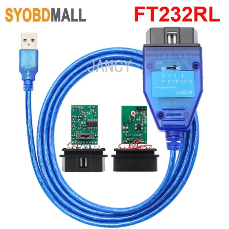 Best FTDI FT232RL FT232RQ Chip Auto Car Obd2 Diagnostic Cable for VAG for Fiat KKL USB Interface Car Ecu Scan Tool 4 Way Switch