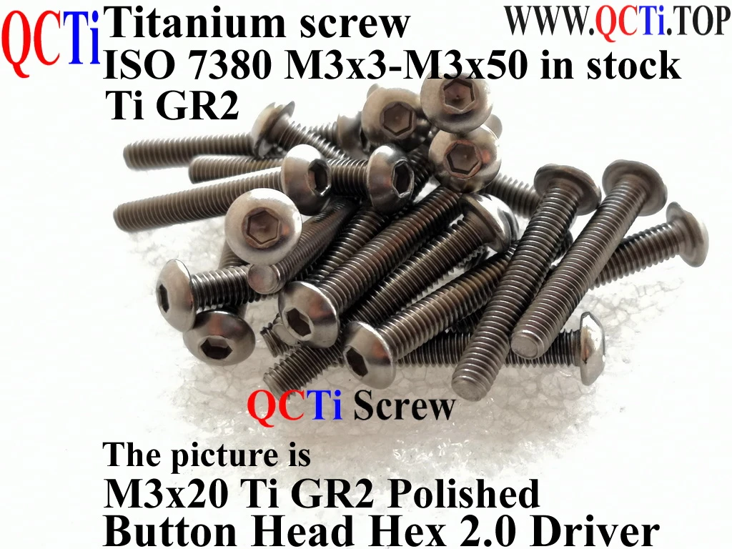 ISO 7380 M3 Titanium screw M3x20 M3x22 M3x23 M3x24 M3x25 M3x26 M3x27 M3x28 M3x30 M3x32 M3x35 Button Head Hex 2.0 Driver Ti GR2