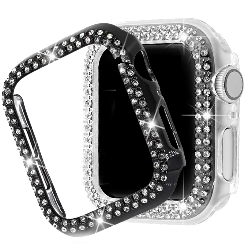 Women Diamond case watch cover Protector for Apple Watch 6 SE 5 3 40mm 44mm Slim lady sport Case for IWatch 6 5 4 3 38mm 42mm