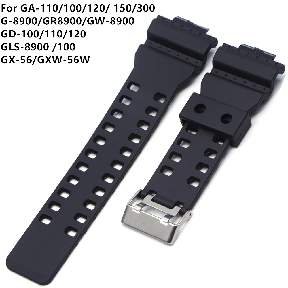 16mm Silicone Rubber Watch Band Strap Fit For Casio G Shock Replacement Black Waterproof Watchbands Accessories
